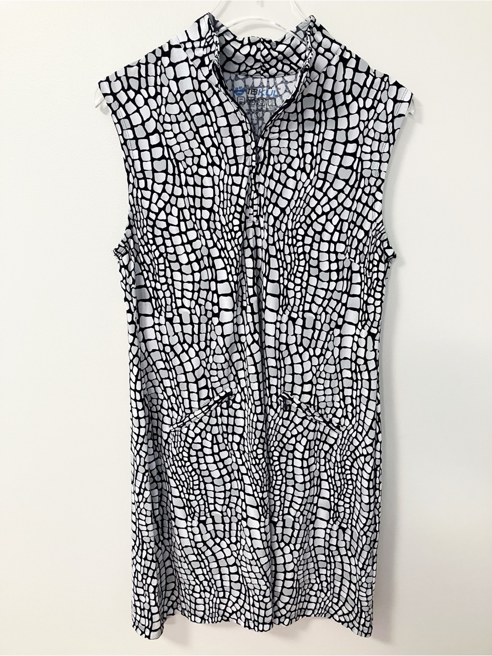 Ibkul | Black Carie Sleeveless Zip Mock Neck Dress L | Athletic Resort UPF50+